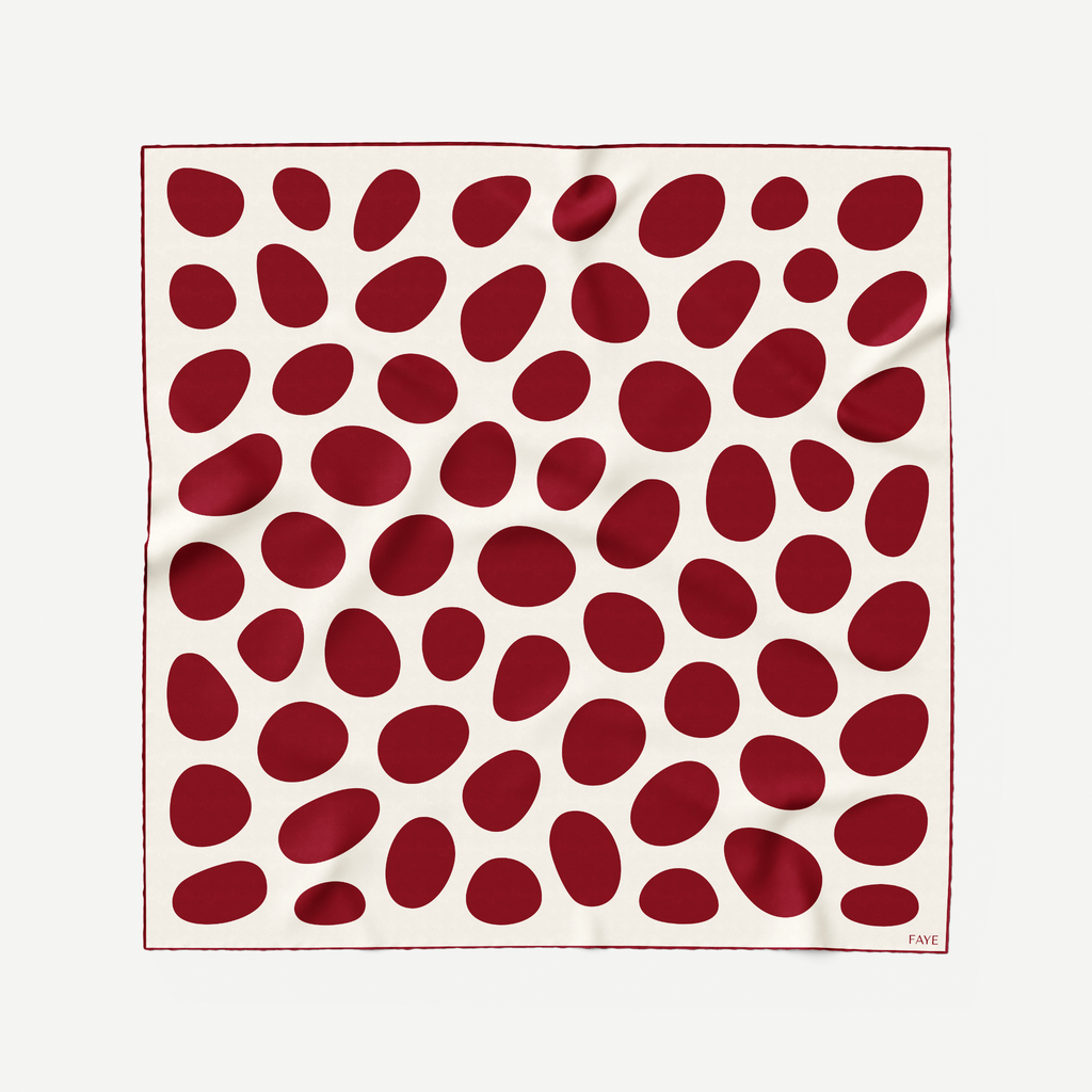 PEBBLE SILK SCARF - BURGUNDY - 70 × 70 CM