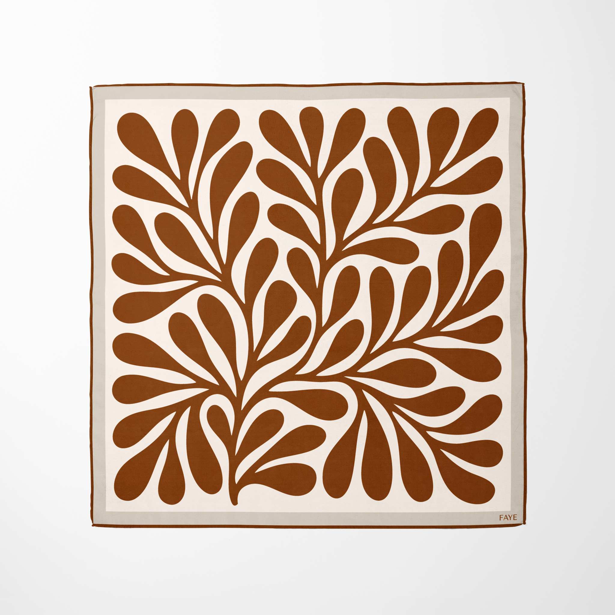 LEAF SILK SCARF - CHOCOLATE - 50 × 50 CM