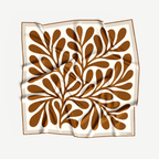 LEAF SILK SCARF - CHOCOLATE - 50 × 50 CM