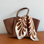 LEAF SILK SCARF - 50 - CHOCOLATE