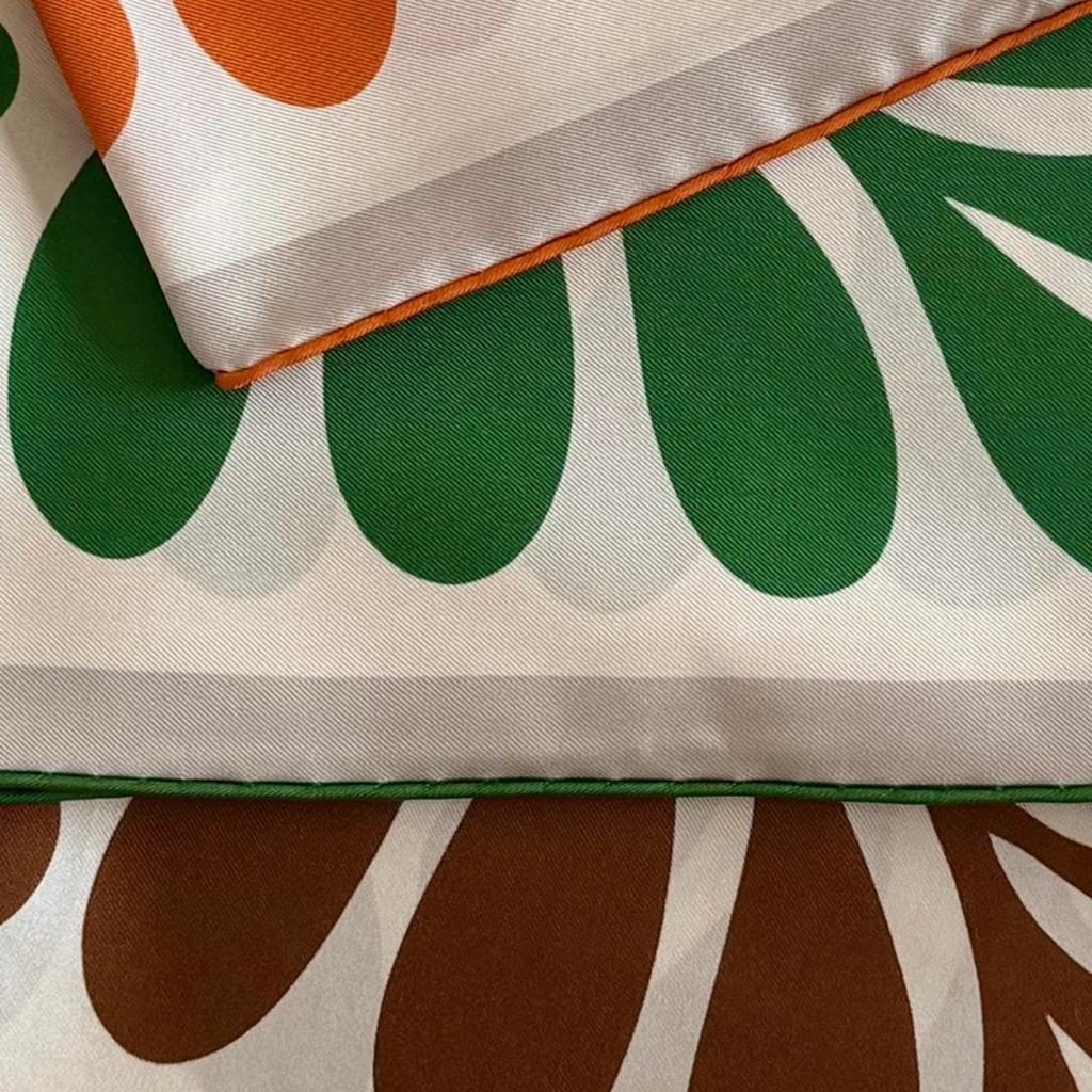 LEAF SILK SCARF - 50 - TANGERINE