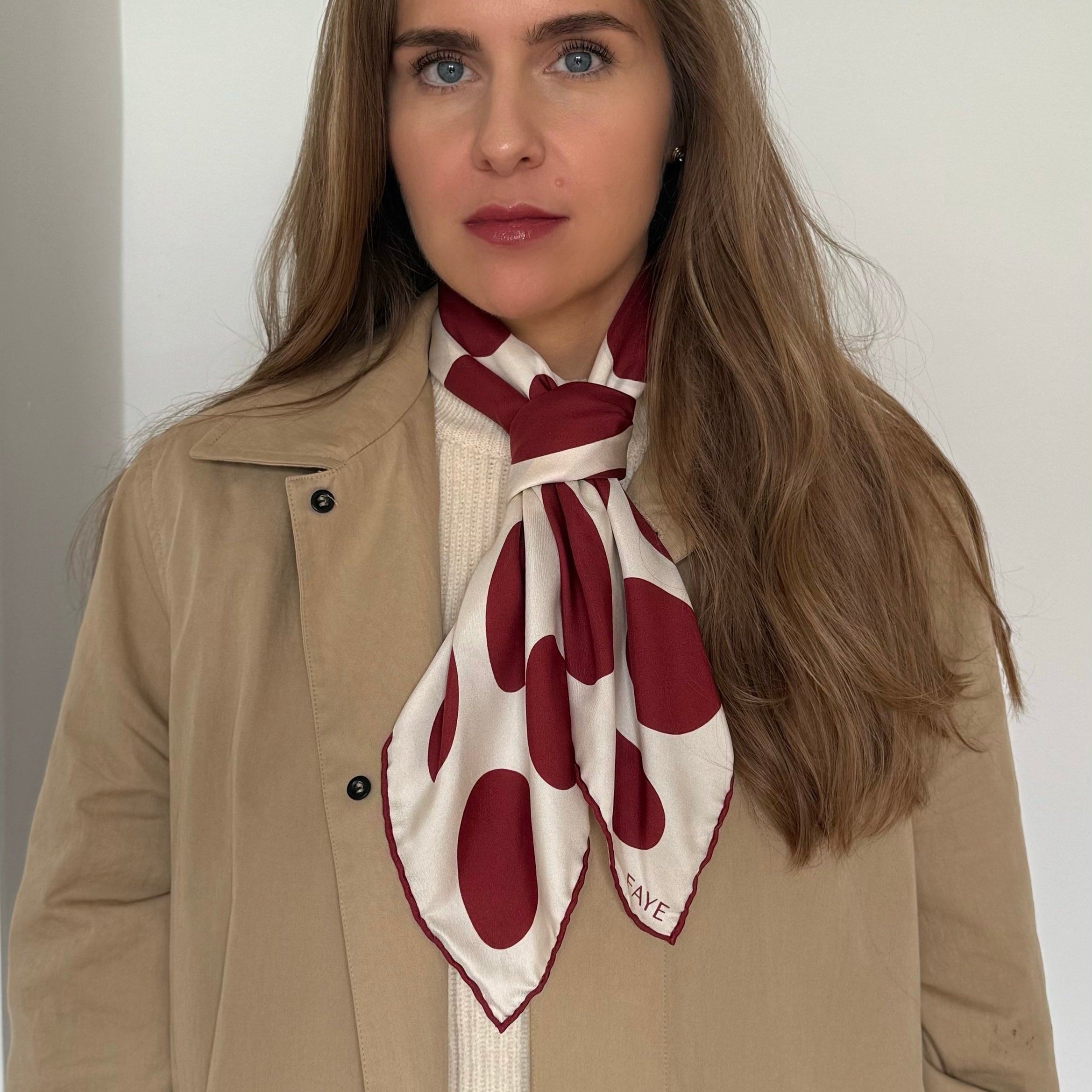 PEBBLE SILK SCARF - 70 - BURGUNDY