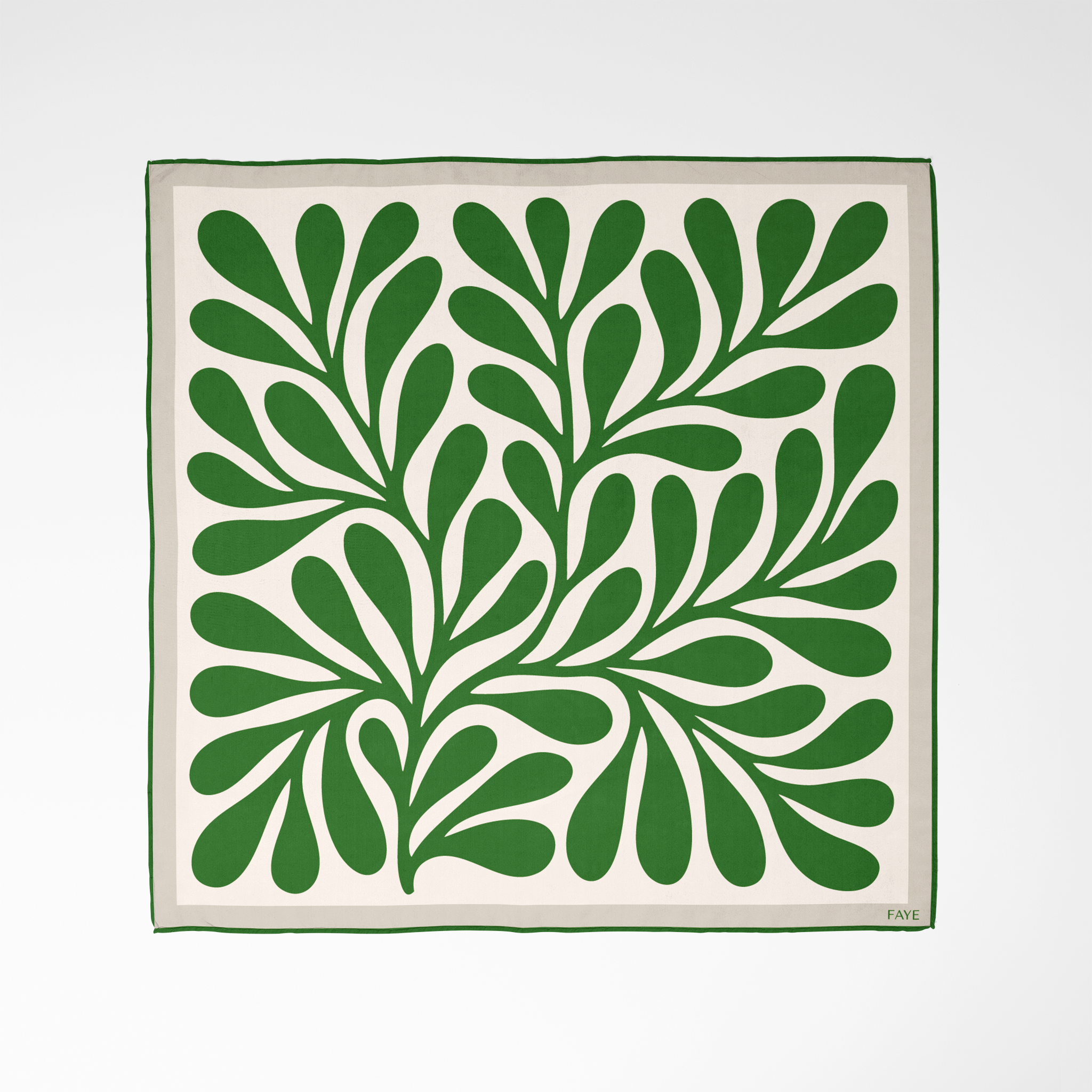 LEAF SILK SCARF - GRASS GREEN - 50 × 50 CM