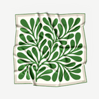 LEAF SILK SCARF - GRASS GREEN - 50 × 50 CM