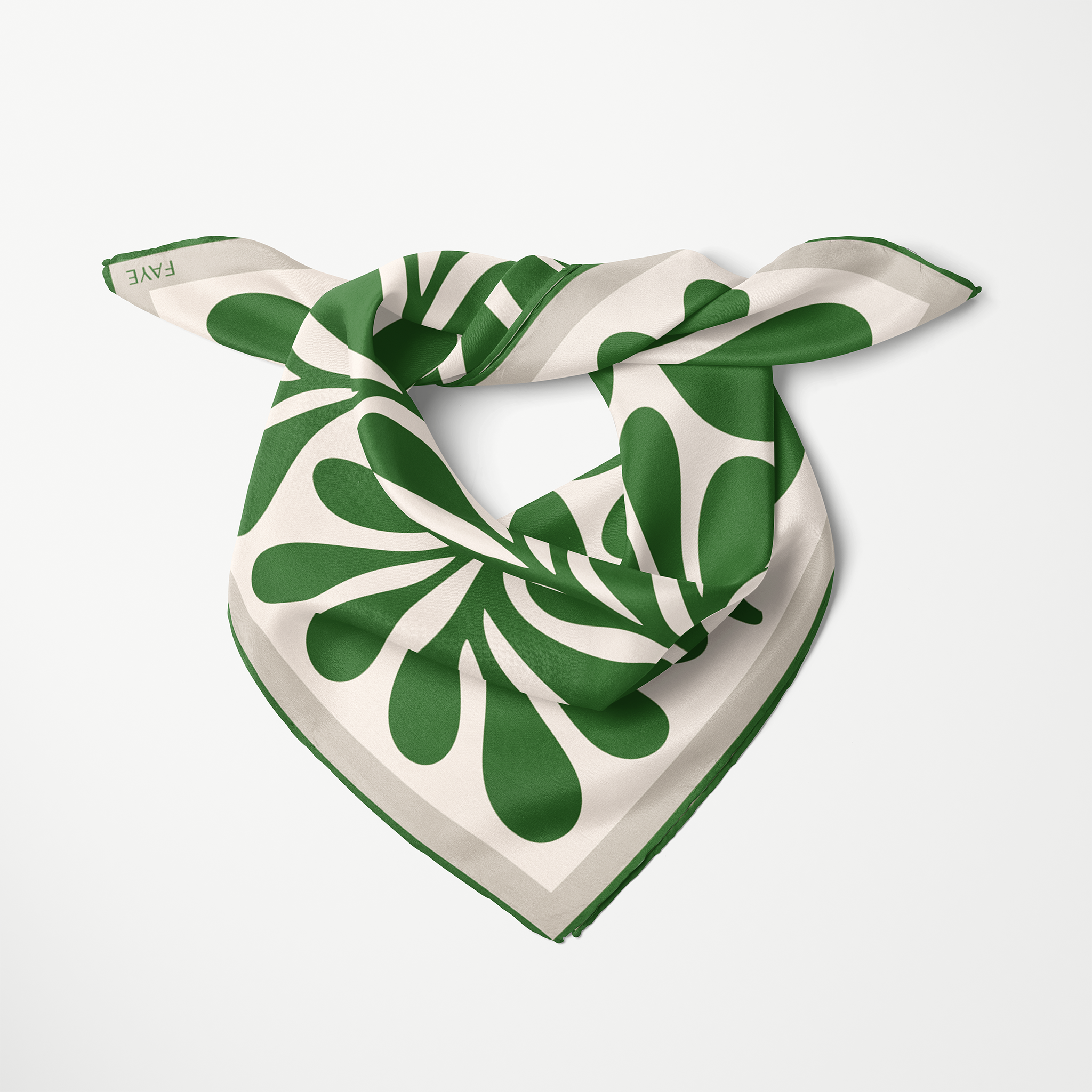 LEAF SILK SCARF - GRASS GREEN - 50 × 50 CM
