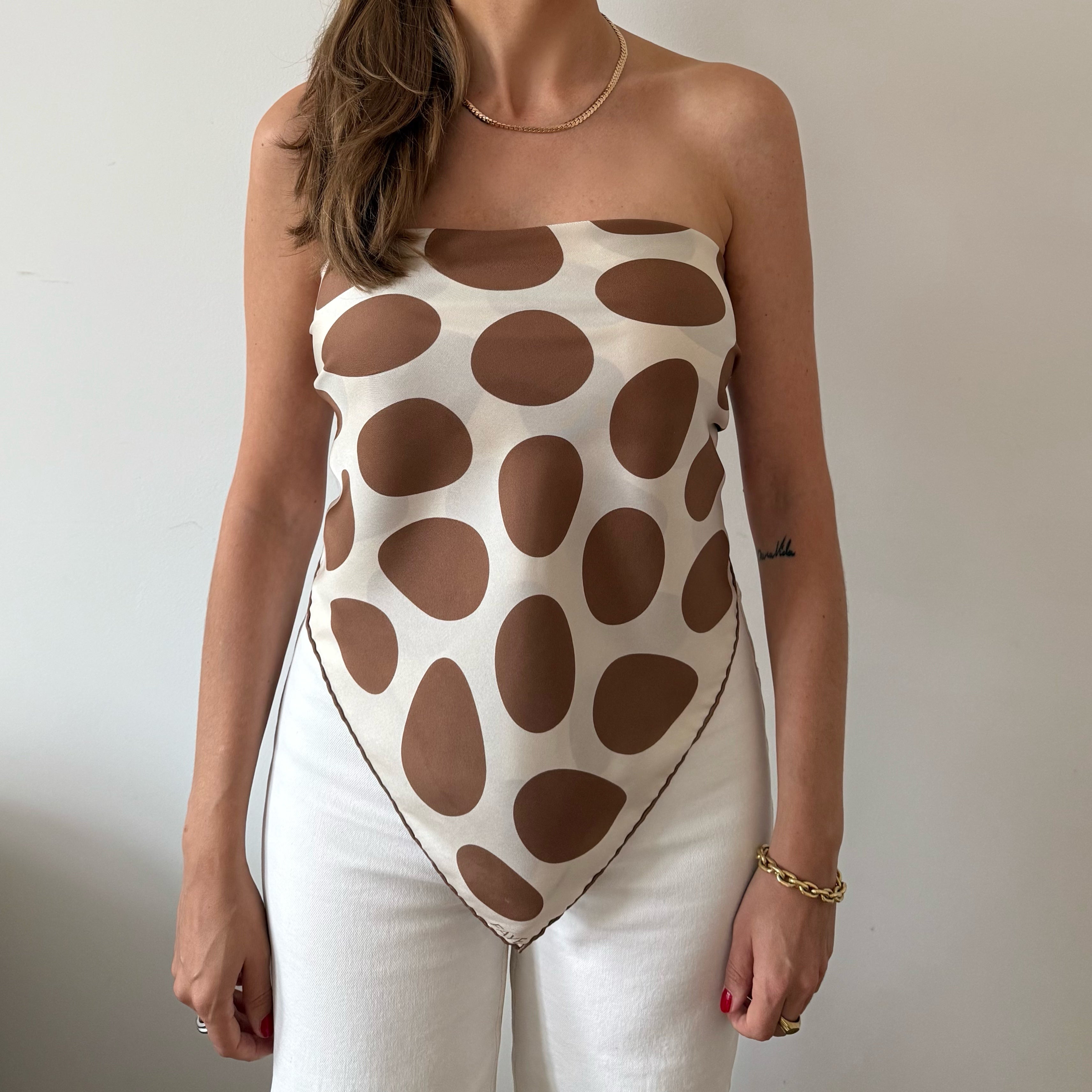 PEBBLE SILK SCARF - MOCHA MOUSSE - 70 × 70 CM