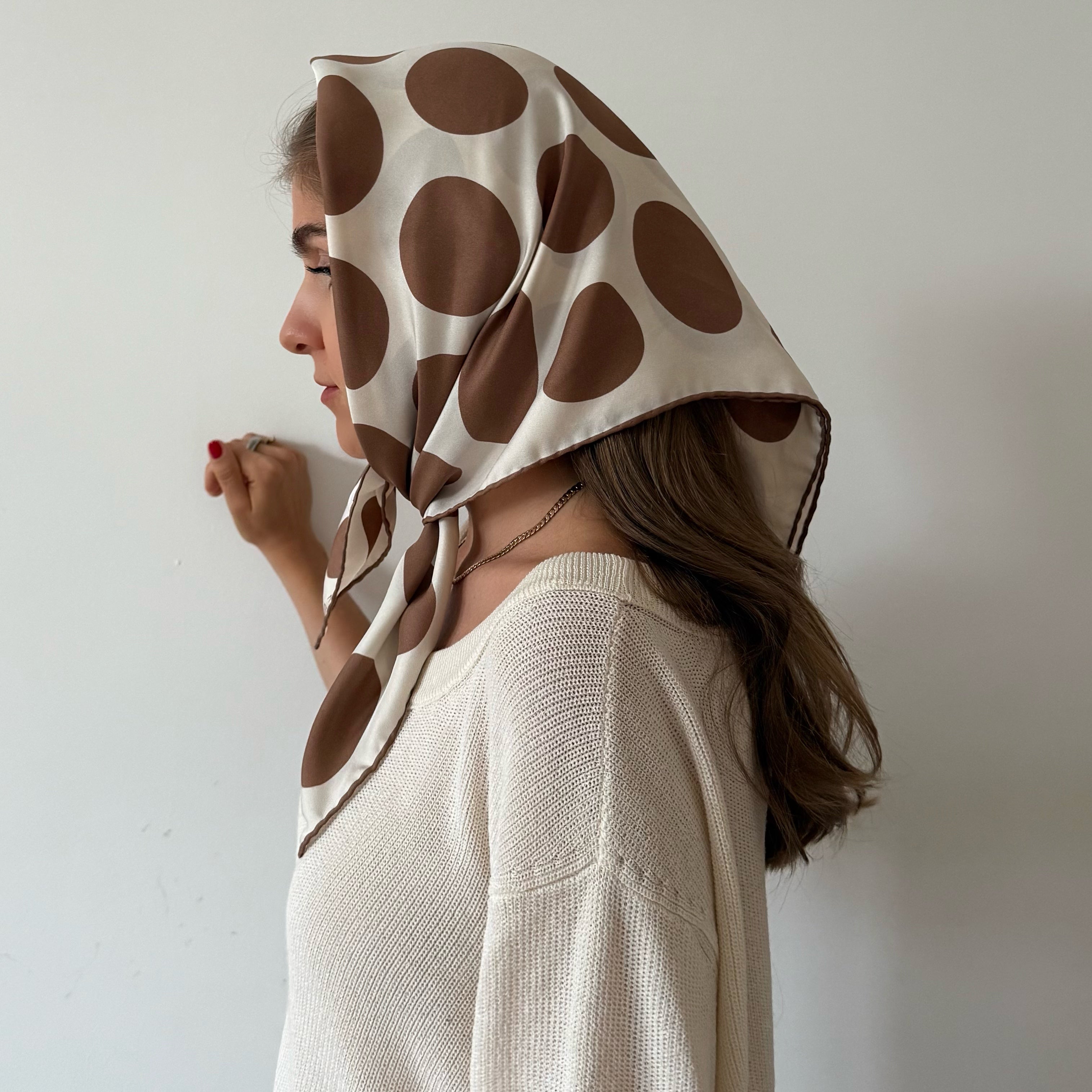 PEBBLE SILK SCARF - MOCHA MOUSSE - 70 × 70 CM