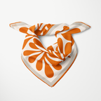LEAF SILK SCARF - TANGERINE - 50 × 50 CM